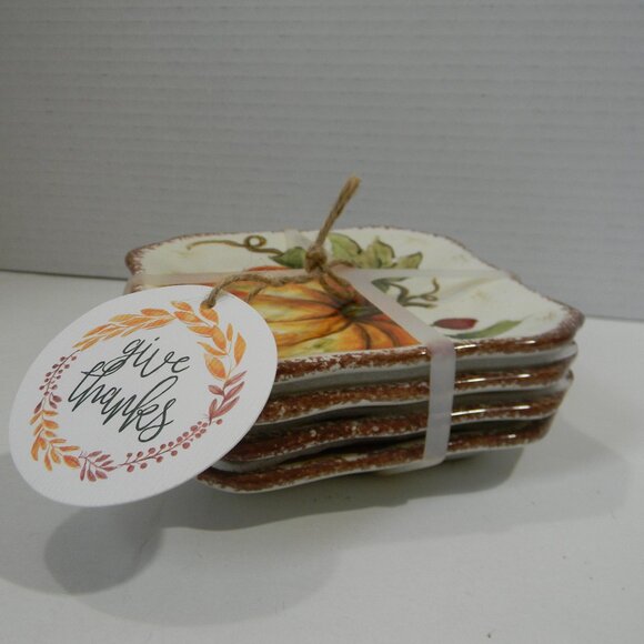 Lot of Fall Decor Pumpkins Coasters Leaf Candleholder Scarecrow Sitter SOME NEW - Picture 4 of 7